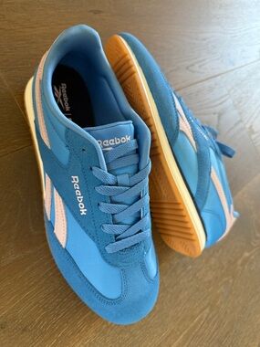 Reebok Blue Sneakers with Pink Accents